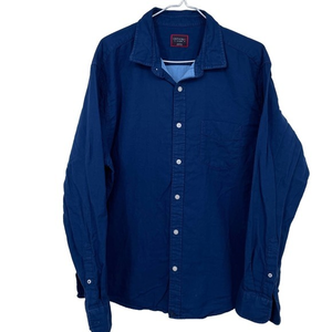 Solid Blue UNTUCKit Long Sleeve Casual Button‎ Down Shirt XL Cotton